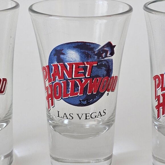 Planet Hollywood Shot Glasses 3.5" Tall - Vancouver, Las Vegas, Seattle, Puerto - Picture 3 of 6